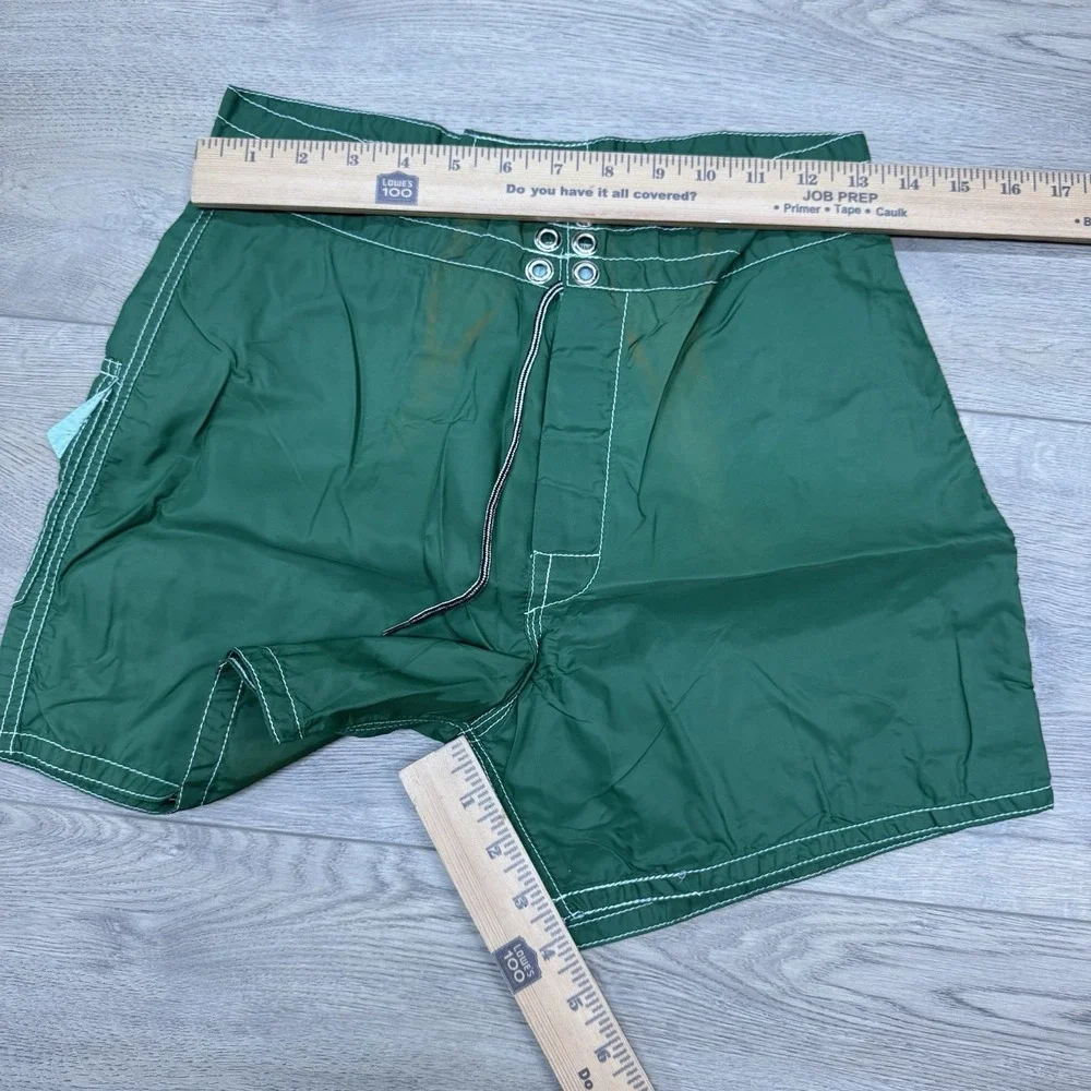 VTG Birdwell Beach Britches Green Swim Trunks Men's Short FLAW‎ Pocket